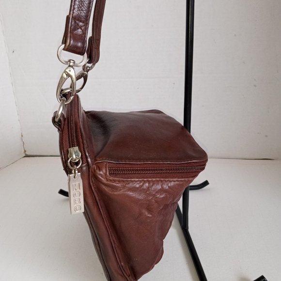 Vintage HOBO INTERNATIONAL Brown Leather Mini Crossbody Organizer Expandable - Picture 8 of 15